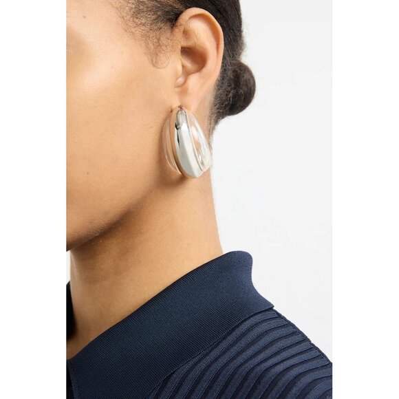 Brandon Maxwell The Transluscent Hoop Earring Silver Size OS NWT - Picture 1 of 6